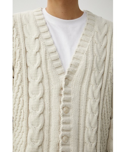 AZUL by moussy（アズールバイマウジー）の「CHENILLE CABLE CARDIGAN/シェニールケーブルカーディガン（カーディガン/ボレロ・メンズ・ベージュ/グレー/アイボリー/ブルー/ブラック・FREE）」の14枚目の写真