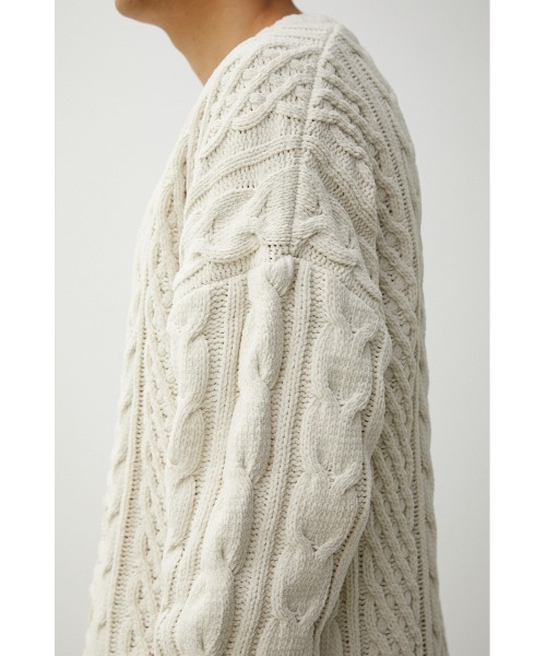 AZUL by moussy（アズールバイマウジー）の「CHENILLE CABLE CARDIGAN/シェニールケーブルカーディガン（カーディガン/ボレロ・メンズ・ベージュ/グレー/アイボリー/ブルー/ブラック・FREE）」の15枚目の写真