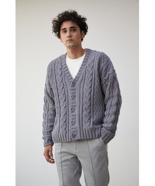 AZUL by moussy（アズールバイマウジー）の「CHENILLE CABLE CARDIGAN/シェニールケーブルカーディガン（カーディガン/ボレロ・メンズ・ベージュ/グレー/アイボリー/ブルー/ブラック・FREE）」の18枚目の写真