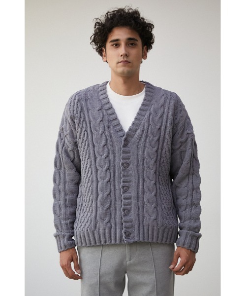 AZUL by moussy（アズールバイマウジー）の「CHENILLE CABLE CARDIGAN/シェニールケーブルカーディガン（カーディガン/ボレロ・メンズ・ベージュ/グレー/アイボリー/ブルー/ブラック・FREE）」の20枚目の写真