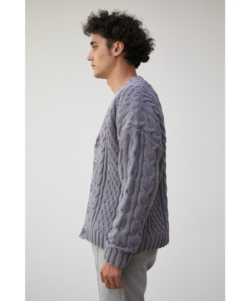 AZUL by moussy（アズールバイマウジー）の「CHENILLE CABLE CARDIGAN/シェニールケーブルカーディガン（カーディガン/ボレロ・メンズ・ベージュ/グレー/アイボリー/ブルー/ブラック・FREE）」の21枚目の写真