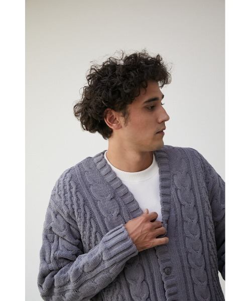 AZUL by moussy（アズールバイマウジー）の「CHENILLE CABLE CARDIGAN/シェニールケーブルカーディガン（カーディガン/ボレロ・メンズ・ベージュ/グレー/アイボリー/ブルー/ブラック・FREE）」の17枚目の写真