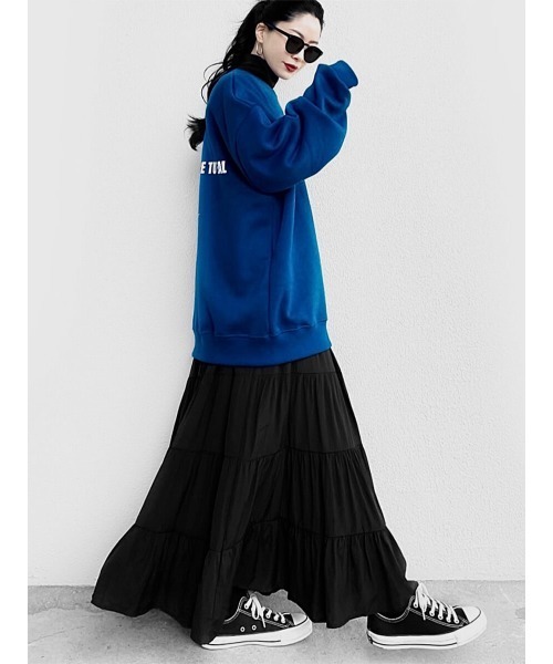 LVEU.（ラブユ.）の「Tiered maxi skirt / ティアードマキシスカート(Ai select)（スカート・レディース・ブラック・FREE）」の10枚目の写真