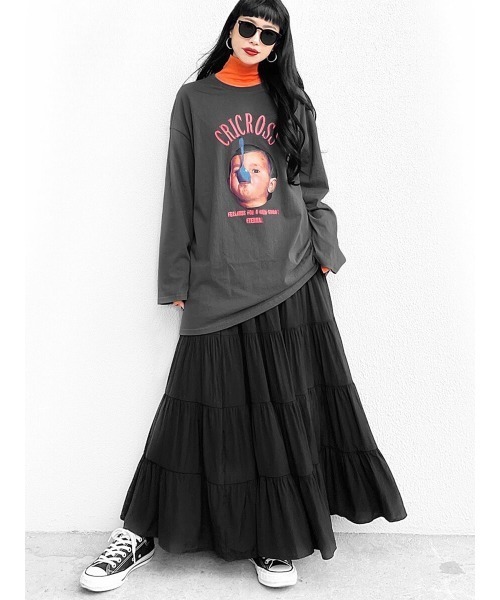 LVEU.（ラブユ.）の「Tiered maxi skirt / ティアードマキシスカート(Ai select)（スカート・レディース・ブラック・FREE）」の12枚目の写真