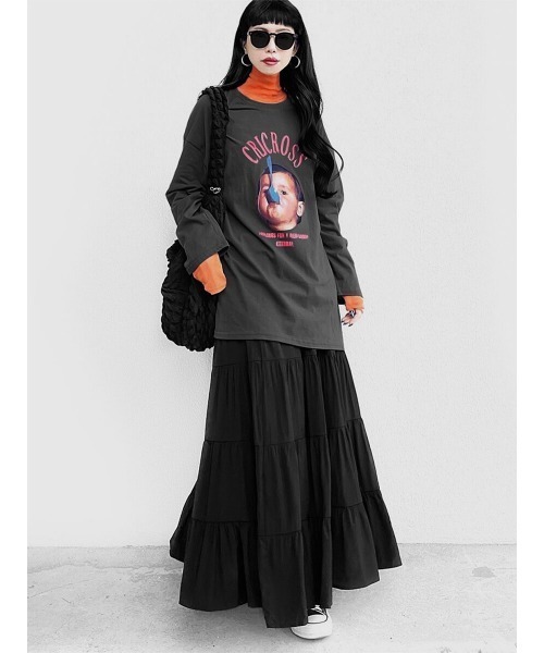 LVEU.（ラブユ.）の「Tiered maxi skirt / ティアードマキシスカート(Ai select)（スカート・レディース・ブラック・FREE）」の13枚目の写真