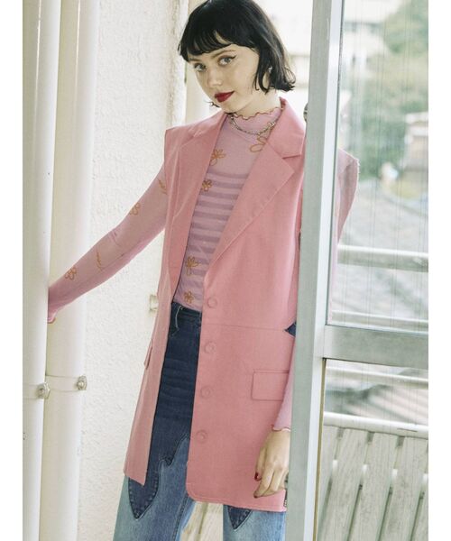 jouetie（ジュエティ）の「カットアウトテーラードベスト【ジレ】（ベスト・レディース・ネイビー/ピンク/グレー・MEDIUM）」の16枚目の写真