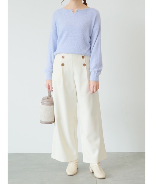 Te chichi TERRASSE（テチチテラス）の「ウールライクマリンパンツ（その他パンツ・レディース・ネイビー/モカ/オフホワイト・ﾌﾘ-）」の4枚目の写真