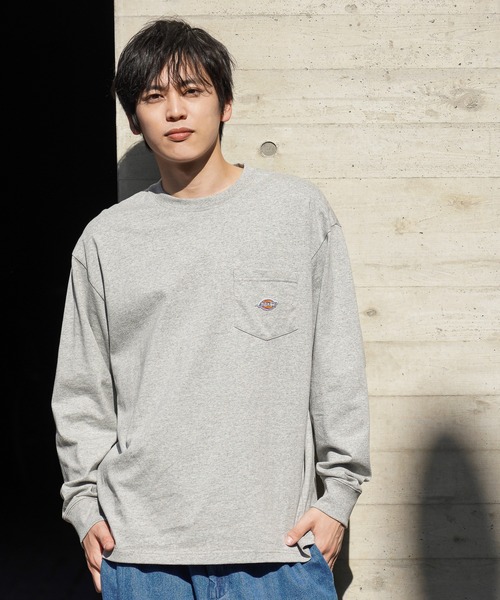 Dickies(ディッキーズ)の「Dickies ディッキーズ ポケット付きロゴワッペンロングスリーブTシャツ(Tシャツ/カットソー・メンズ・ブラック/ホワイト/ネイビー/ピンク/グレー・XL/L/M)」の18枚目の写真