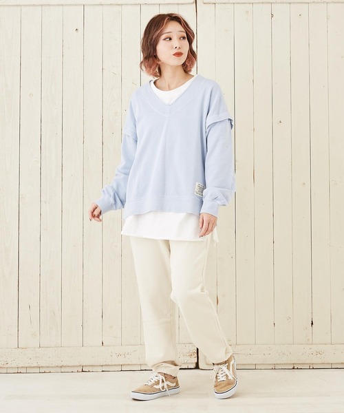 CUBE SUGAR(キューブシュガー)の「裏毛スウェットジョガーパンツ(スウェットパンツ・レディース・トップグレー/ナチュラル/ネイビー・M)」の5枚目の写真