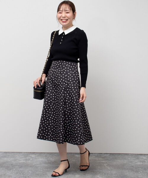 NOLLEY’S（ノーリーズ）の「グログランフレアスカート（スカート・レディース・ホワイト系その他4/ブラック系その他3・36/38）」の3枚目の写真