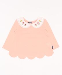 Moujonjon | お花刺繍衿付長袖Ｔシャツ(Tシャツ/カットソー)