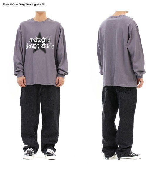 tシャツ 「mahagrid/マハグリッド」DIM STAR LS TEE/スター 長袖Tシャツ レディース メンズ mahagrid/マハグリッド』DIM STAR LS TEE/スター 長袖Tシャツ