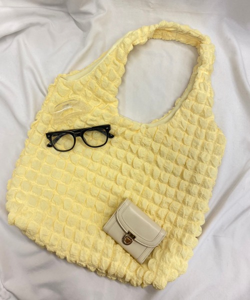 WEGO（ウィゴー）の「WEGO/ポップコーントートバッグ（トートバッグ・レディース・オフホワイト/ライトイエロー/ライトパープル/ブラック・FREE）」の4枚目の写真