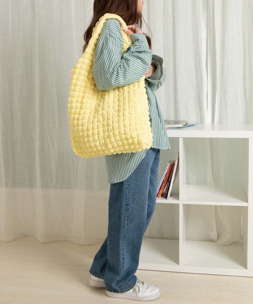 WEGO（ウィゴー）の「WEGO/ポップコーントートバッグ（トートバッグ・レディース・オフホワイト/ライトイエロー/ライトパープル/ブラック・FREE）」の22枚目の写真