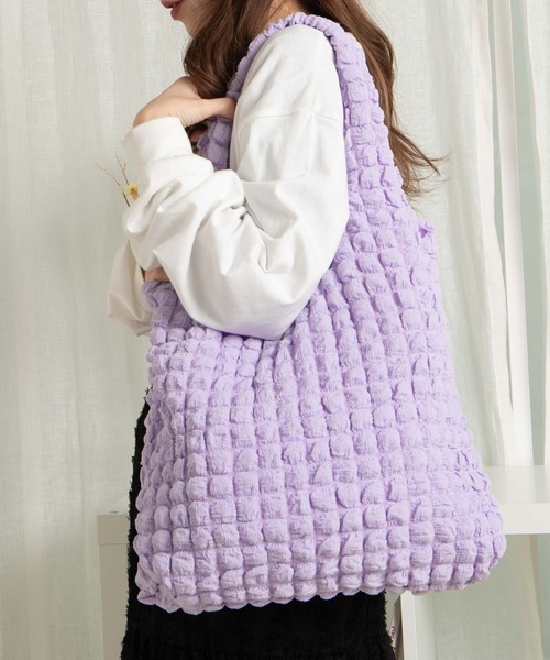 WEGO（ウィゴー）の「WEGO/ポップコーントートバッグ（トートバッグ・レディース・オフホワイト/ライトイエロー/ライトパープル/ブラック・FREE）」の10枚目の写真