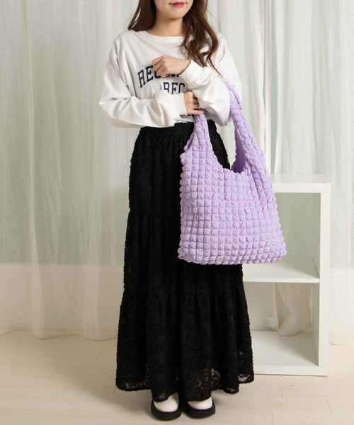 WEGO（ウィゴー）の「WEGO/ポップコーントートバッグ（トートバッグ・レディース・オフホワイト/ライトイエロー/ライトパープル/ブラック・FREE）」の15枚目の写真