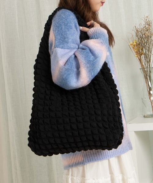 WEGO（ウィゴー）の「WEGO/ポップコーントートバッグ（トートバッグ・レディース・オフホワイト/ライトイエロー/ライトパープル/ブラック・FREE）」の17枚目の写真