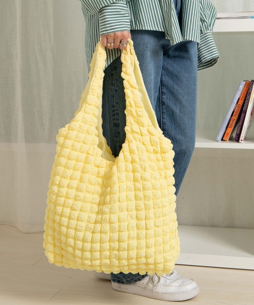 WEGO（ウィゴー）の「WEGO/ポップコーントートバッグ（トートバッグ・レディース・オフホワイト/ライトイエロー/ライトパープル/ブラック・FREE）」の18枚目の写真