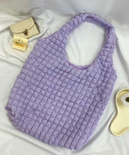 WEGO（ウィゴー）の「WEGO/ポップコーントートバッグ（トートバッグ・レディース・オフホワイト/ライトイエロー/ライトパープル/ブラック・FREE）」の8枚目の写真