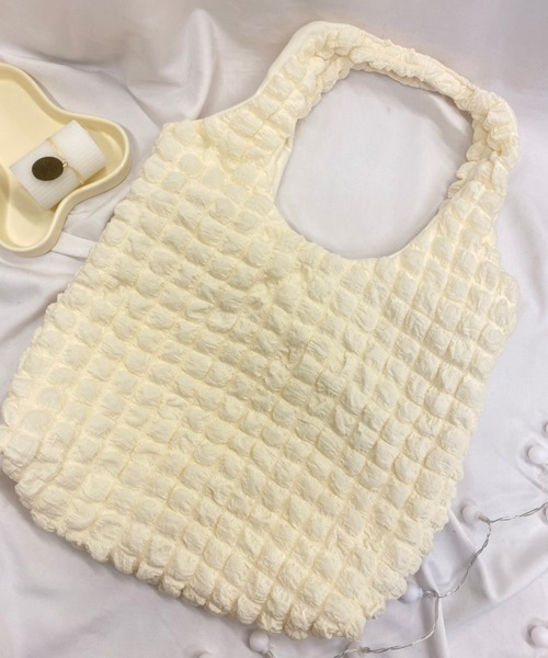 WEGO（ウィゴー）の「WEGO/ポップコーントートバッグ（トートバッグ・レディース・オフホワイト/ライトイエロー/ライトパープル/ブラック・FREE）」の9枚目の写真