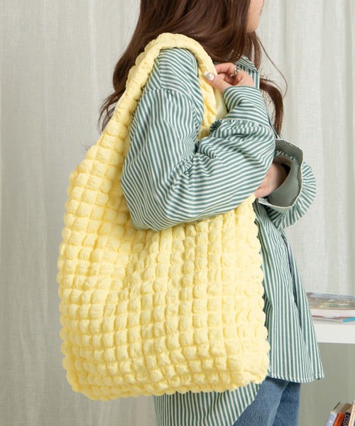 WEGO（ウィゴー）の「WEGO/ポップコーントートバッグ（トートバッグ・レディース・オフホワイト/ライトイエロー/ライトパープル/ブラック・FREE）」の7枚目の写真