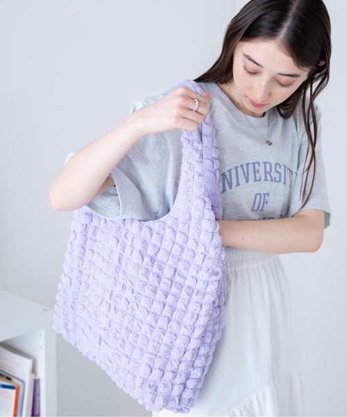 WEGO（ウィゴー）の「WEGO/ポップコーントートバッグ（トートバッグ・レディース・オフホワイト/ライトイエロー/ライトパープル/ブラック・FREE）」の6枚目の写真