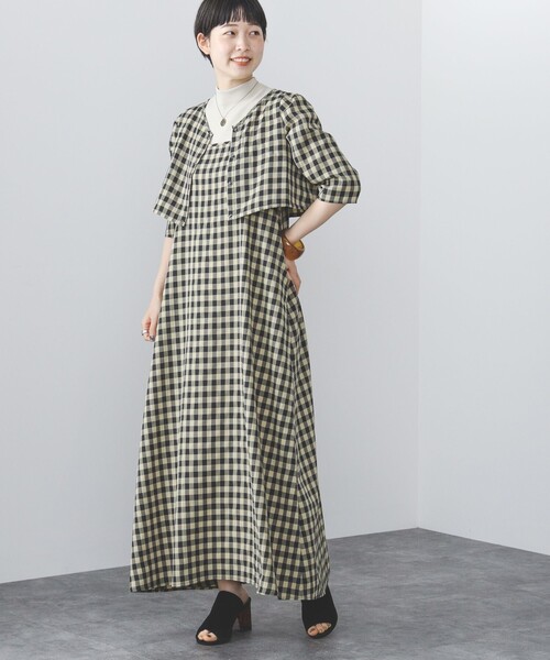 BEAMS HEART（ビームスハート）の「BEAMS HEART / 2WAY チェック レイヤードワンピース【セットアイテム】（ワンピース・レディース・ブラウン/ネイビー/オレンジ・FREE）」の2枚目の写真