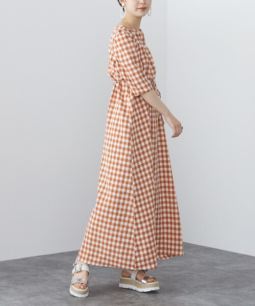 BEAMS HEART（ビームスハート）の「BEAMS HEART / 2WAY チェック レイヤードワンピース【セットアイテム】（ワンピース・レディース・ブラウン/ネイビー/オレンジ・FREE）」の11枚目の写真