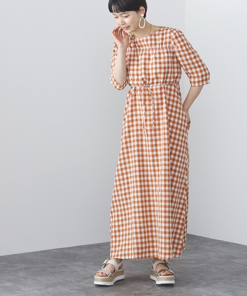 Heart E ワンピース アイボリー×黄チェック BEAMS HEART（ビームスハート）の「BEAMS HEART / 2WAY チェック