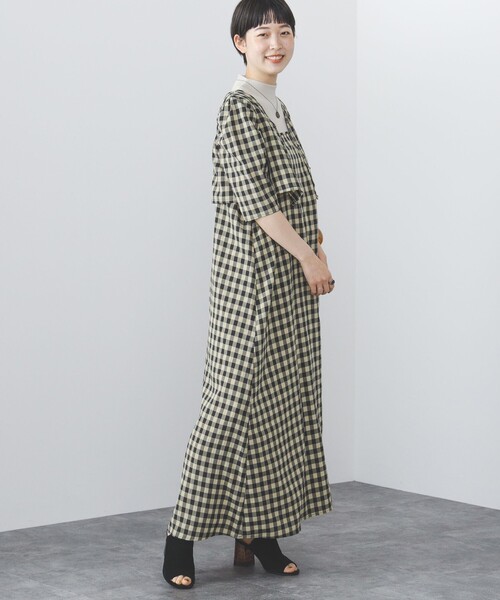 BEAMS HEART（ビームスハート）の「BEAMS HEART / 2WAY チェック レイヤードワンピース【セットアイテム】（ワンピース・レディース・ブラウン/ネイビー/オレンジ・FREE）」の16枚目の写真