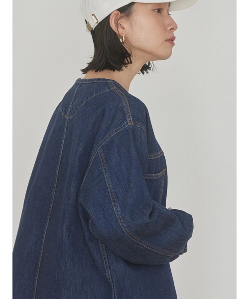 AMERICAN HOLIC（アメリカンホリック）の「ノーカラーGジャン（デニムジャケット・レディース・インディゴブルー・M/L）」の5枚目の写真