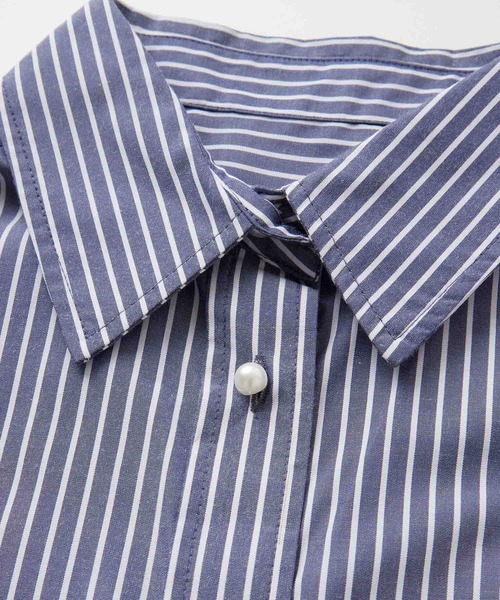 BONLECILL（ボンルシール）の「パールボタンクロップドレギュラーカラー半袖シャツ（シャツ/ブラウス・レディース・オフホワイト/ブルー/ネイビー系/ブラック系/ピンク/ブラック系2/オレンジ/ブラック系1・FREE）」の20枚目の写真