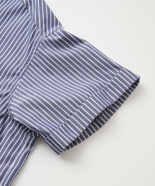 BONLECILL（ボンルシール）の「パールボタンクロップドレギュラーカラー半袖シャツ（シャツ/ブラウス・レディース・オフホワイト/ブルー/ネイビー系/ブラック系/ピンク/ブラック系2/オレンジ/ブラック系1・FREE）」の21枚目の写真