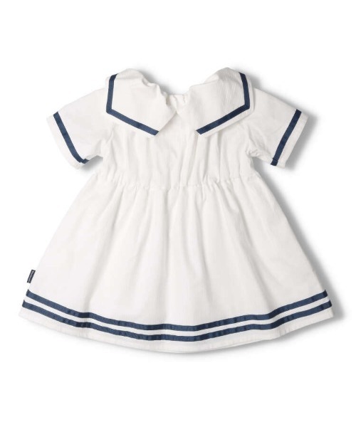 Moujonjon（ムージョンジョン）の「セーラーカラー半袖ワンピース（ワンピース・キッズ・ホワイト/ブルー・110/100/90/80/130/120）」の3枚目の写真