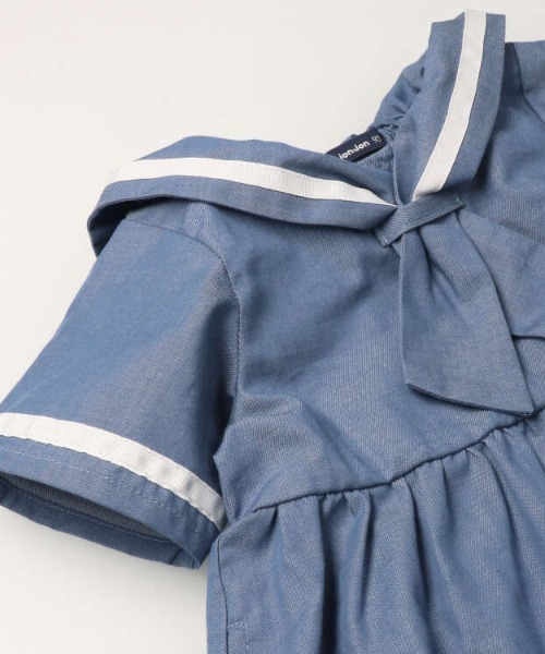 Moujonjon（ムージョンジョン）の「セーラーカラー半袖ワンピース（ワンピース・キッズ・ホワイト/ブルー・110/100/90/80/130/120）」の4枚目の写真