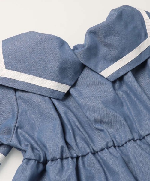 Moujonjon（ムージョンジョン）の「セーラーカラー半袖ワンピース（ワンピース・キッズ・ホワイト/ブルー・110/100/90/80/130/120）」の5枚目の写真