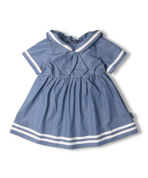 Moujonjon（ムージョンジョン）の「セーラーカラー半袖ワンピース（ワンピース・キッズ・ホワイト/ブルー・110/100/90/80/130/120）」の8枚目の写真