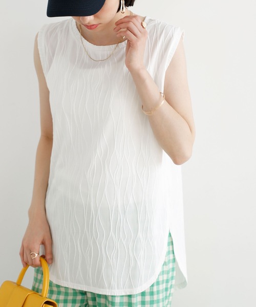 セール】カットジャガードフレンチスリーブTシャツ（Tシャツ