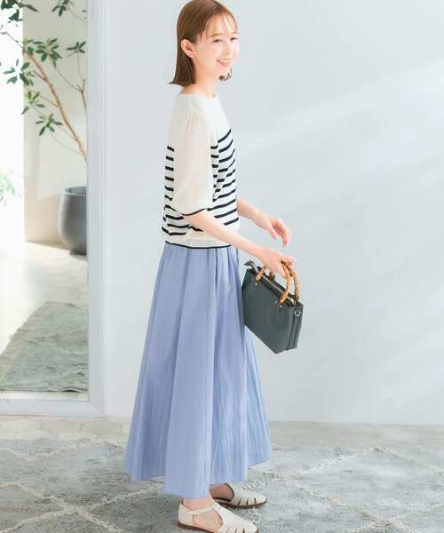 URBAN RESEARCH ROSSO（アーバンリサーチロッソ）の「ドッキングシアープリーツスリーブプルオーバー（ニット/セーター・レディース・ブルー/イエロー/ホワイト系その他・FREE）」の8枚目の写真