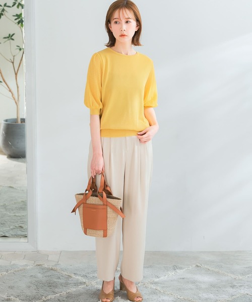 URBAN RESEARCH ROSSO（アーバンリサーチロッソ）の「ドッキングシアープリーツスリーブプルオーバー（ニット/セーター・レディース・ブルー/イエロー/ホワイト系その他・FREE）」の13枚目の写真