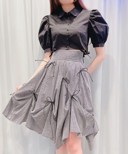 PAIN（ペイン）の「リボンシャツスカート（スカート・レディース・ブルー/チェック/ホワイト・FREE）」の3枚目の写真