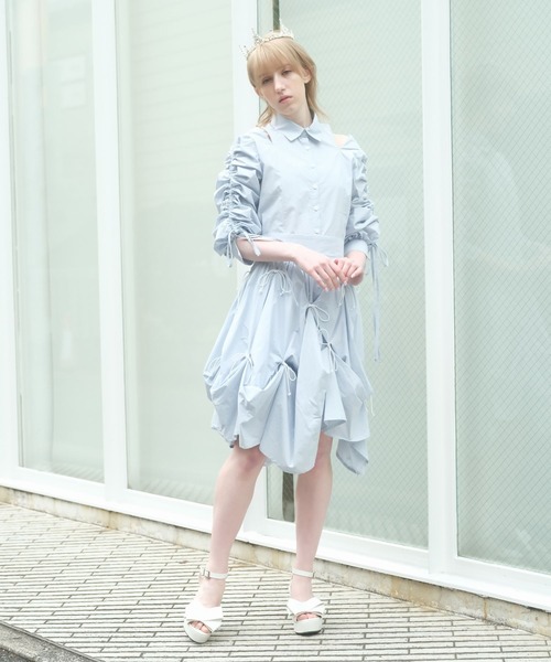 PAIN（ペイン）の「リボンシャツスカート（スカート・レディース・ブルー/チェック/ホワイト・FREE）」の4枚目の写真