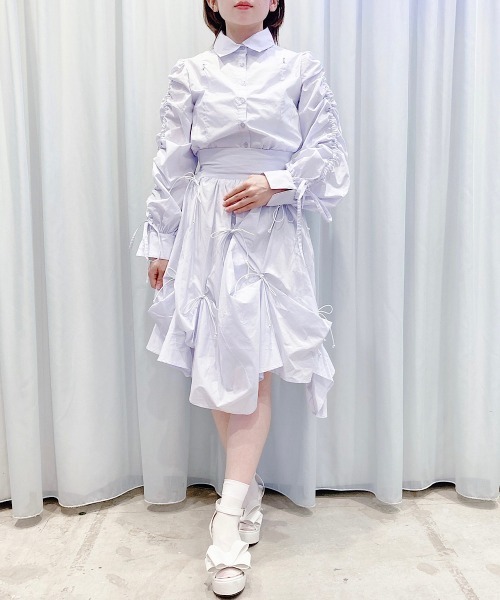 PAIN（ペイン）の「リボンシャツスカート（スカート・レディース・ブルー/チェック/ホワイト・FREE）」の5枚目の写真