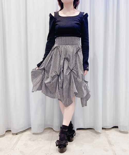 PAIN（ペイン）の「リボンシャツスカート（スカート・レディース・ブルー/チェック/ホワイト・FREE）」の8枚目の写真