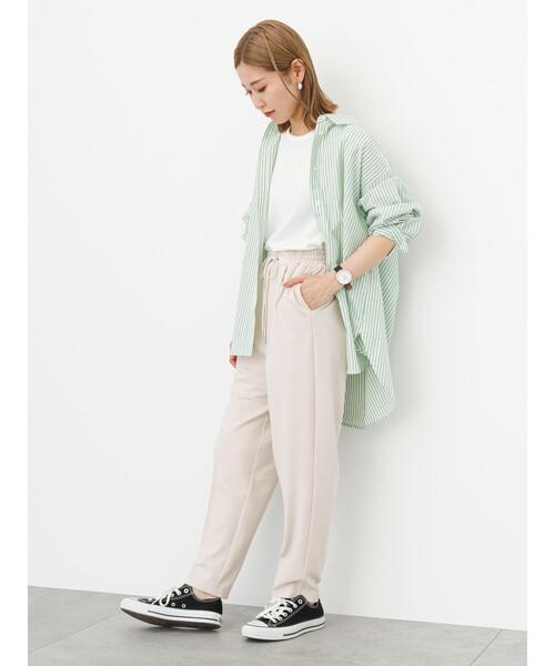 Samansa Mos2 blue（サマンサモスモスブルー）の「ストライプボクシーシャツ（シャツ/ブラウス・レディース・ピンク/グリーン/ブルー・ﾌﾘ-）」の7枚目の写真