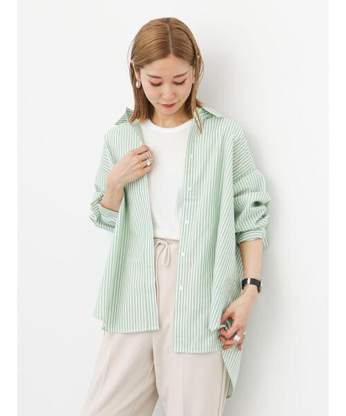 Samansa Mos2 blue（サマンサモスモスブルー）の「ストライプボクシーシャツ（シャツ/ブラウス・レディース・ピンク/グリーン/ブルー・ﾌﾘ-）」の9枚目の写真