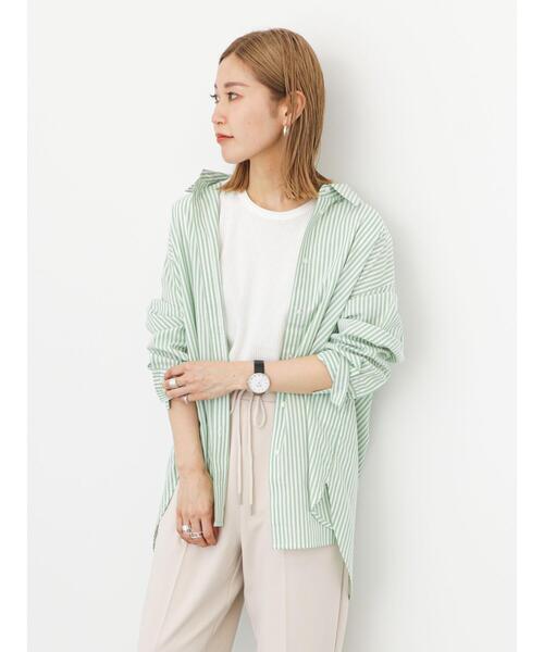 Samansa Mos2 blue（サマンサモスモスブルー）の「ストライプボクシーシャツ（シャツ/ブラウス・レディース・ピンク/グリーン/ブルー・ﾌﾘ-）」の10枚目の写真