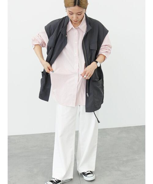 Samansa Mos2 blue（サマンサモスモスブルー）の「ストライプボクシーシャツ（シャツ/ブラウス・レディース・ピンク/グリーン/ブルー・ﾌﾘ-）」の17枚目の写真