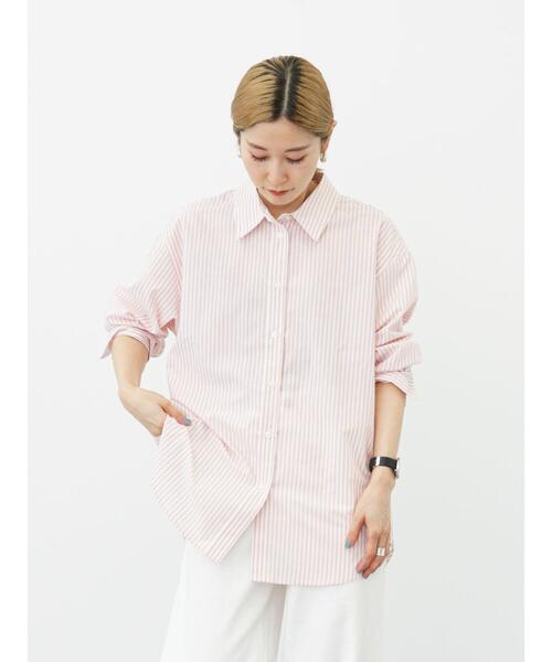 Samansa Mos2 blue（サマンサモスモスブルー）の「ストライプボクシーシャツ（シャツ/ブラウス・レディース・ピンク/グリーン/ブルー・ﾌﾘ-）」の18枚目の写真