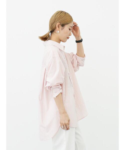 Samansa Mos2 blue（サマンサモスモスブルー）の「ストライプボクシーシャツ（シャツ/ブラウス・レディース・ピンク/グリーン/ブルー・ﾌﾘ-）」の20枚目の写真